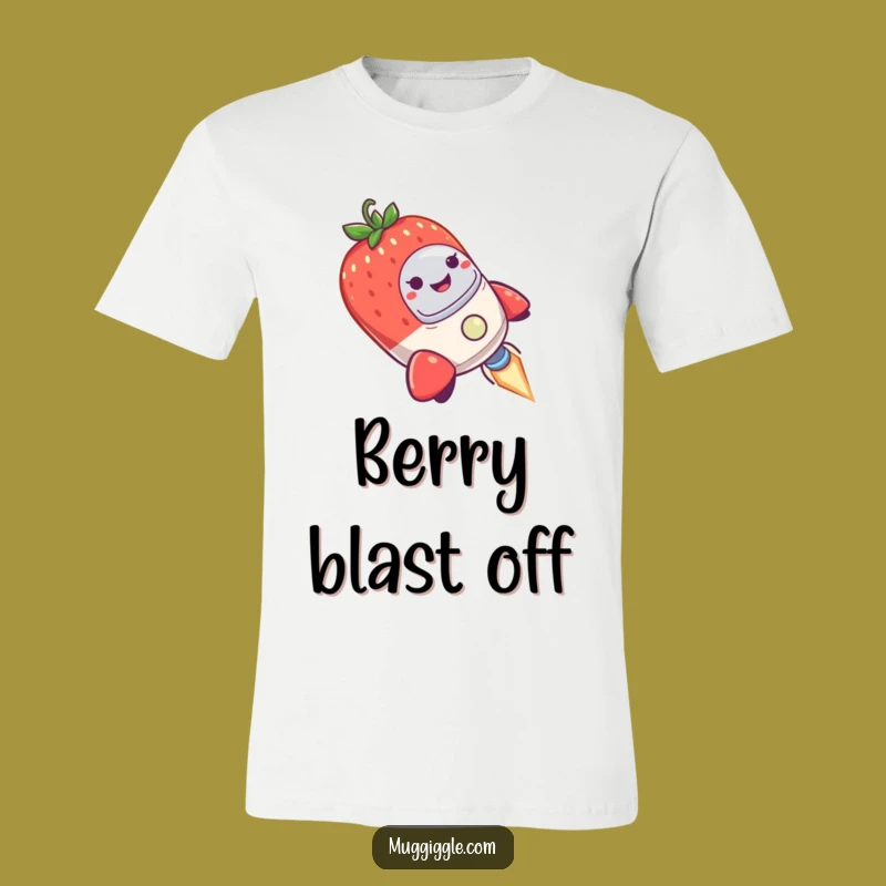 Cosmic Berry Funny T-Shirt: Strawberry Rocket Pilot, Humorous Space Tee