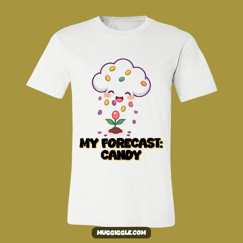 Funny Happy Cloud Jellybean T-Shirt: Raining Sweetness Character - Quirky Gift