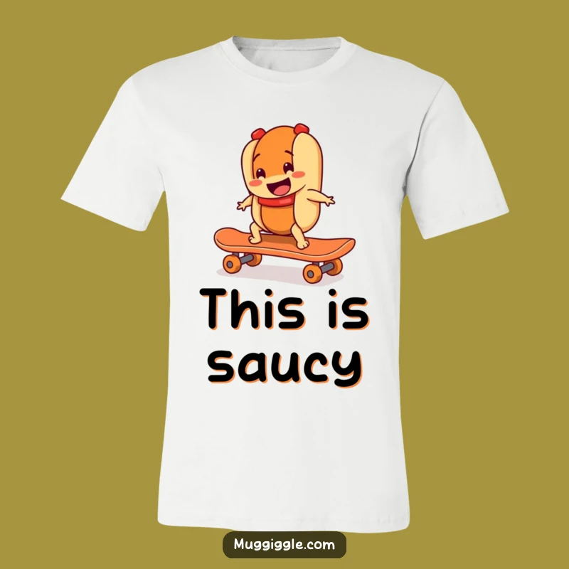 Funny Hot Dog Skateboarder T-Shirt A Wild Ride Foodie Gift