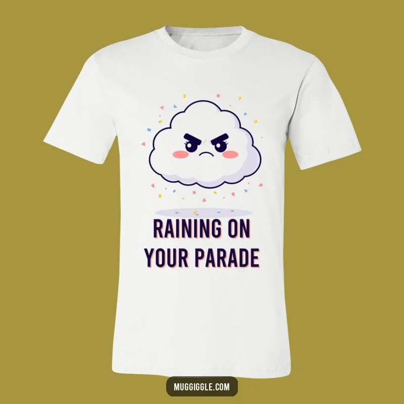 Funny Grumpy Cloud Confetti T-Shirt: Cheerful and Hilarious Apparel