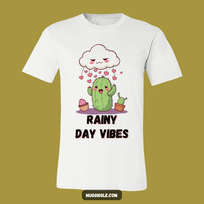 Funny Grumpy Cloud Cactus T-Shirt: Cute Heart Rain Tee Gift