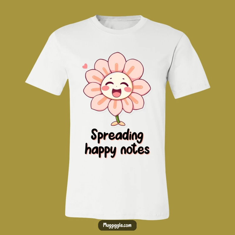 Funny Singing Flower T-Shirt: Laughter Petals Happy Character Tee