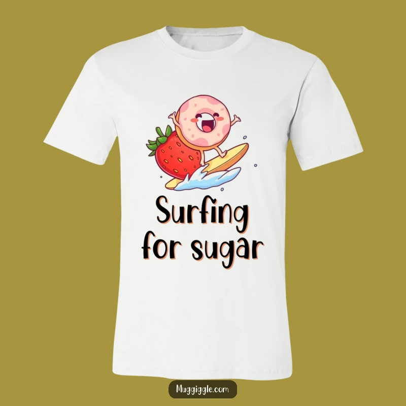 Funny Donut Surf T-Shirt: Exciting Strawberry Ride Humor for Beach Lovers