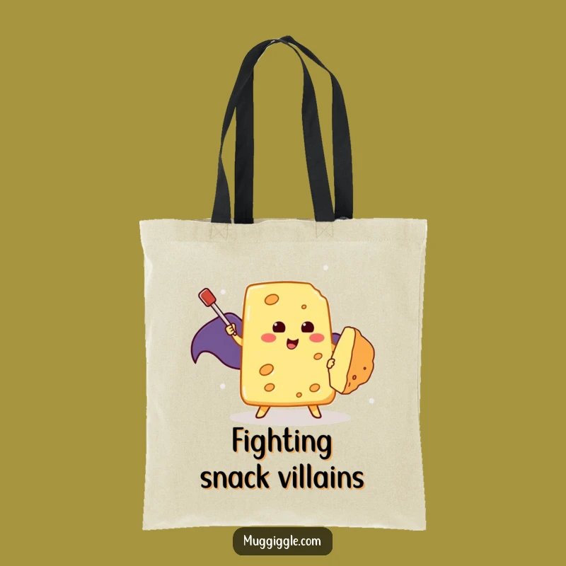 Funny Cheese Hero Tote Bag: Carry Your Essentials with a Brave Cheese, Great Funny Gift