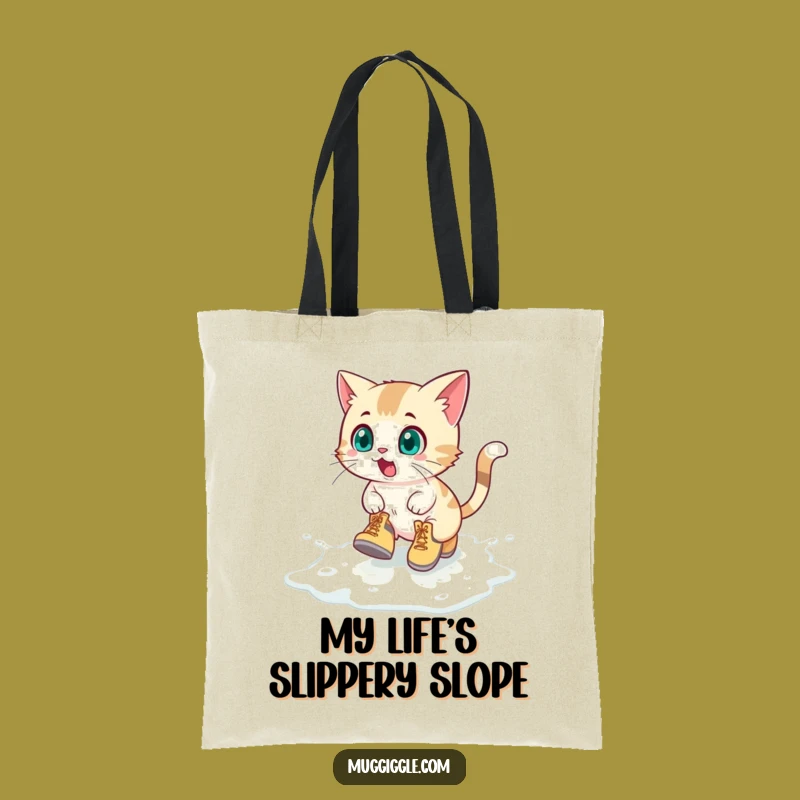 Funny Tote Bag: Humorous Boots Kitty Milk Spill Carryall for Cat Fans