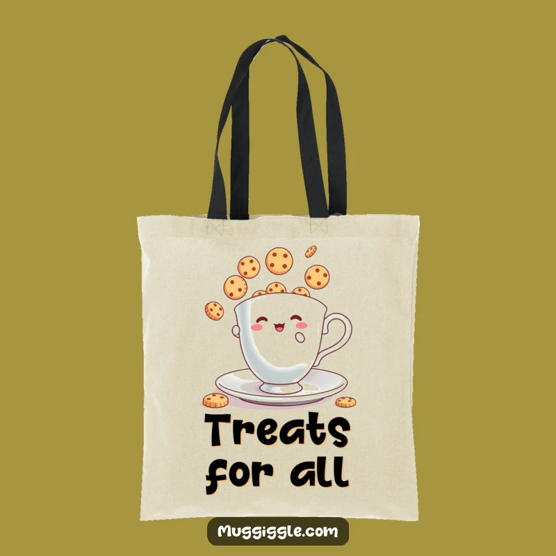 Funny Tote Bag: Humorous Teacup Cookie Juggling Carryall for Treat Lovers